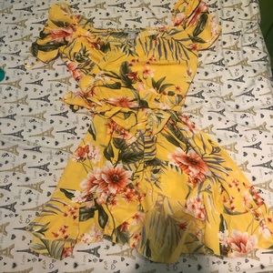 Yellow floral summer dress